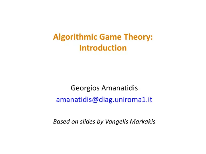 algorithmic game theory introduction