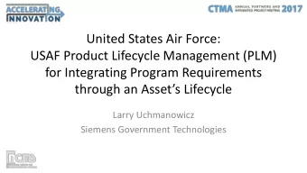 United States Air Force:  USAF Product Lifecycle Management (PLM)  for Integrating Program