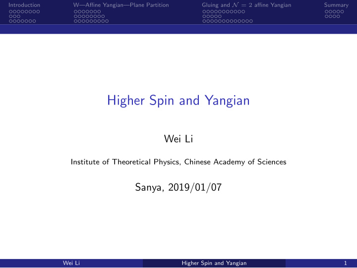 higher spin and yangian