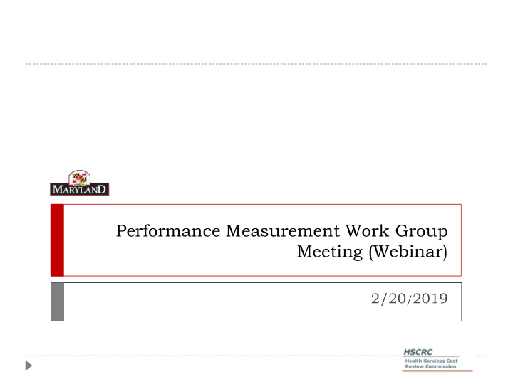 performance measurement work group meeting webinar