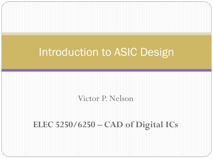introduction to asic design