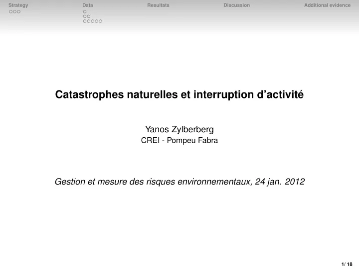catastrophes naturelles et interruption d activit