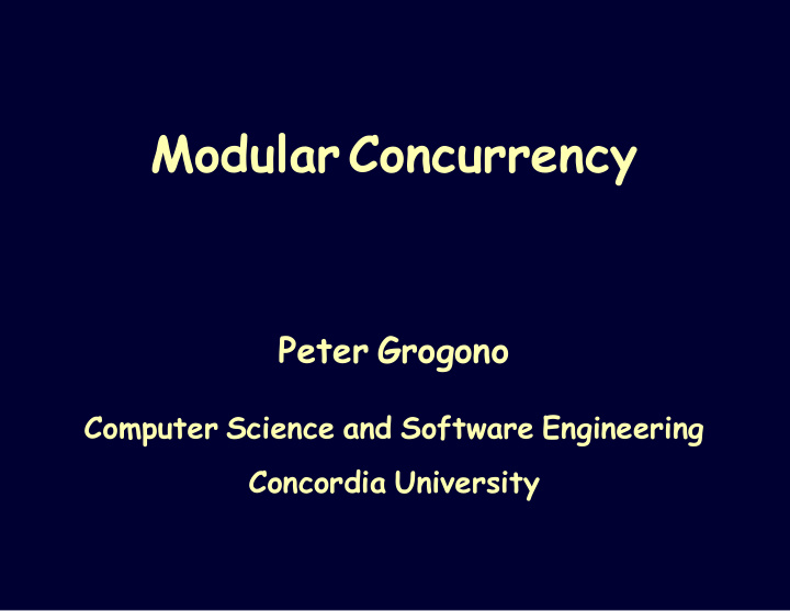 modular concurrency