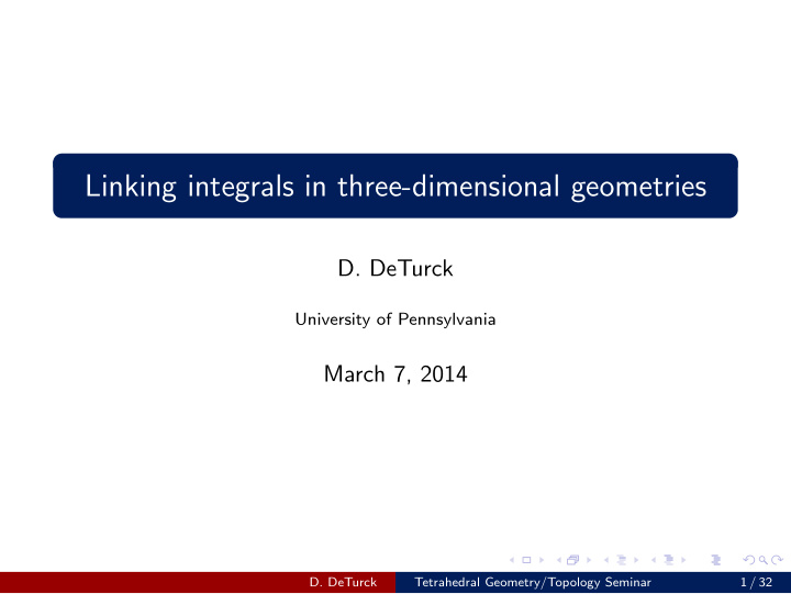 linking integrals in three dimensional geometries