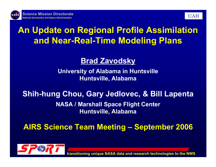 an update on regional profile assimilation and near real