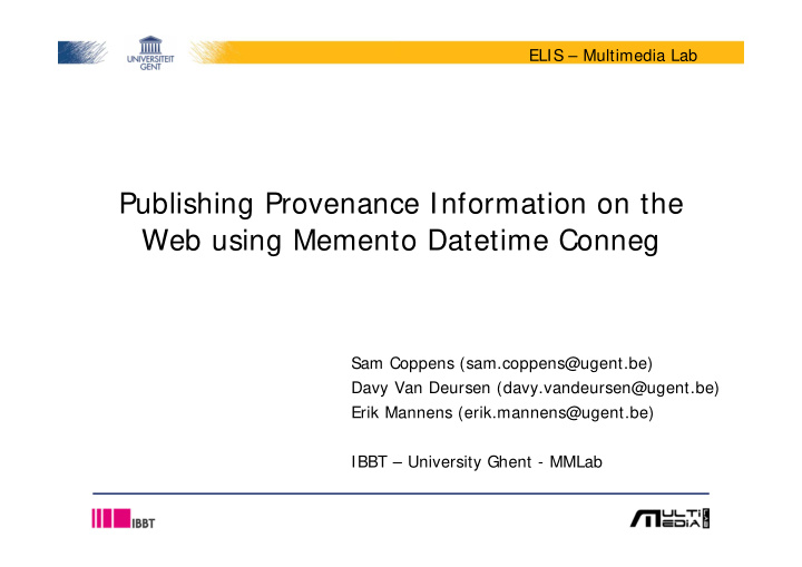 publishing provenance information on the web using