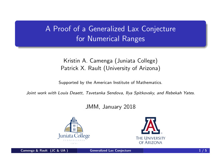 a proof of a generalized lax conjecture for numerical