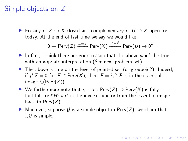 simple objects on z