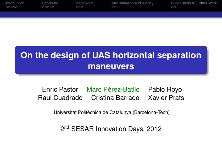 on the design of uas horizontal separation maneuvers