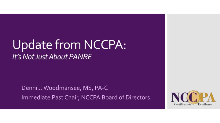 update from nccpa