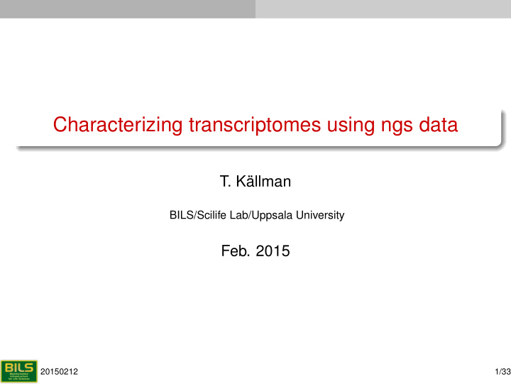 characterizing transcriptomes using ngs data