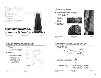 seventeen  pipe  built-up  steel construction:  columns &amp; tension members  Steel Columns