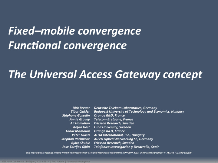 fixed mobile convergence funcronal convergence the