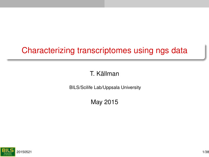 characterizing transcriptomes using ngs data