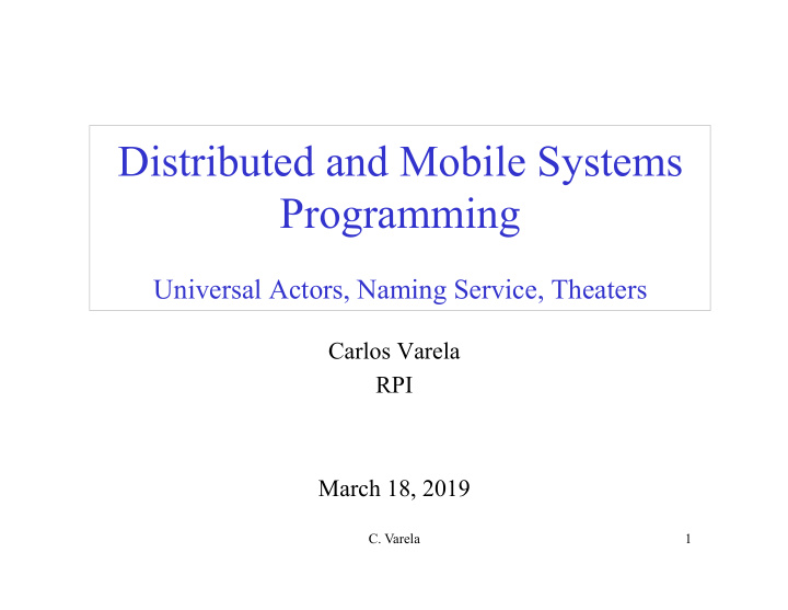 distributed and mobile systems programming