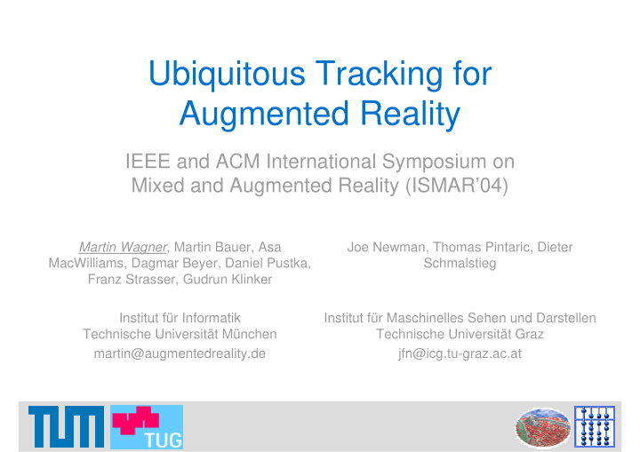 ubiquitous tracking for augmented reality