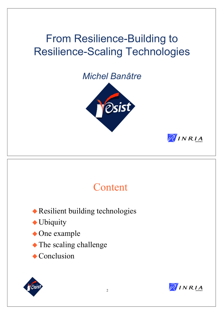 from resilience building to resilience scaling