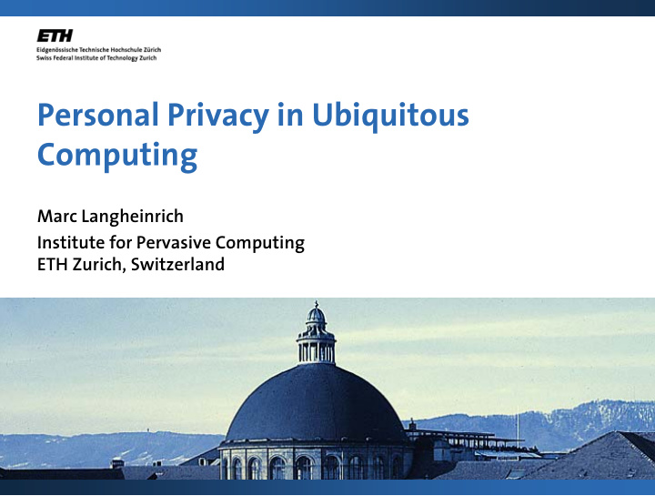 personal privacy in ubiquitous personal privacy in