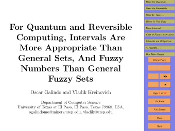 For Quantum and Reversible  From Interval . . .  Computing, Intervals Are  Case of Fuzzy