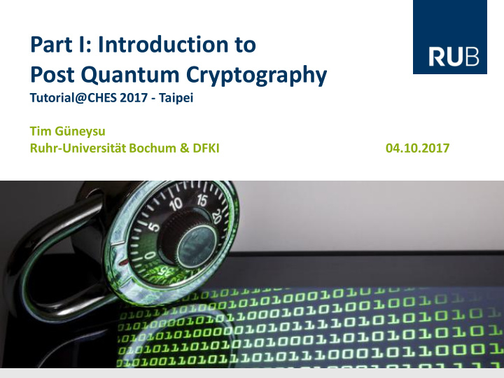 part i introduction to post quantum cryptography