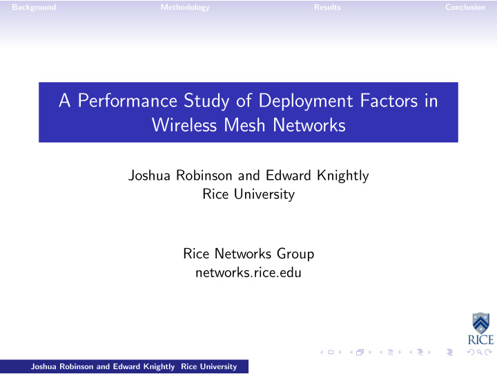a performance study of deployment factors in wireless