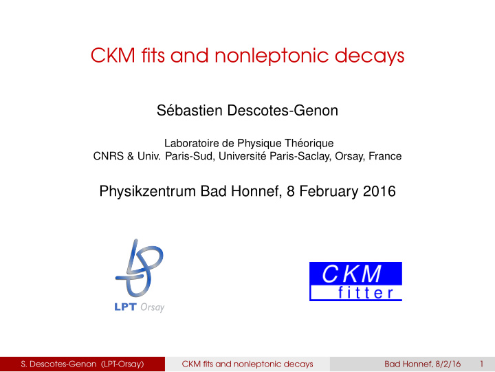 ckm fits and nonleptonic decays