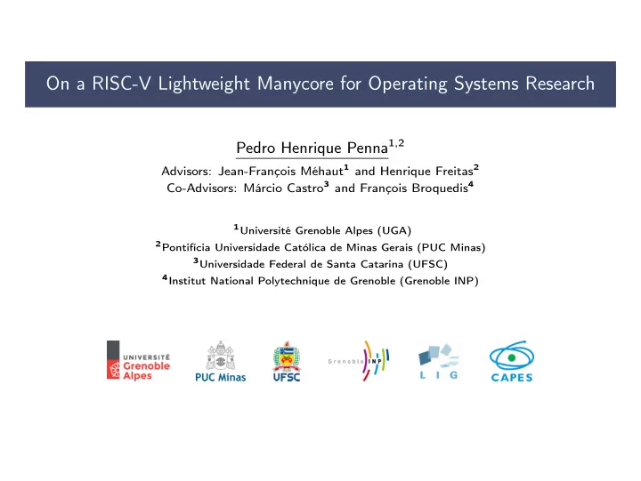 on a risc v lightweight manycore for operating systems