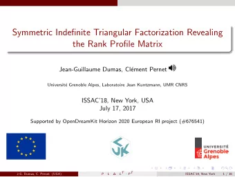 Symmetric Indefinite Triangular Factorization Revealing  the Rank Profile Matrix  Jean-Guillaume