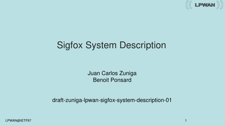sigfox system description