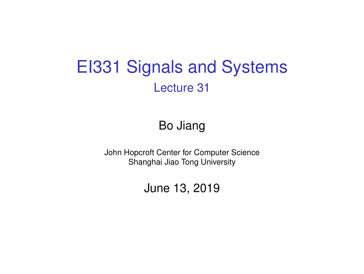 ei331 signals and systems