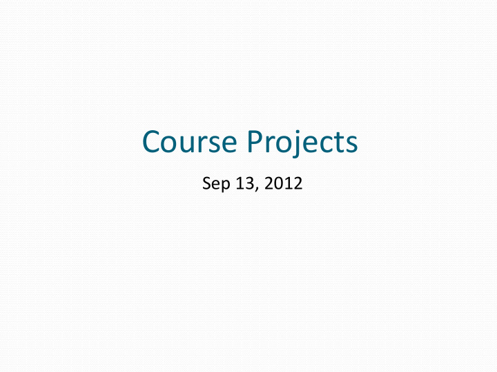 course projects