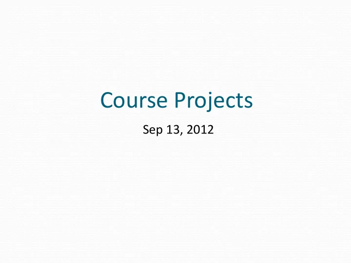course projects