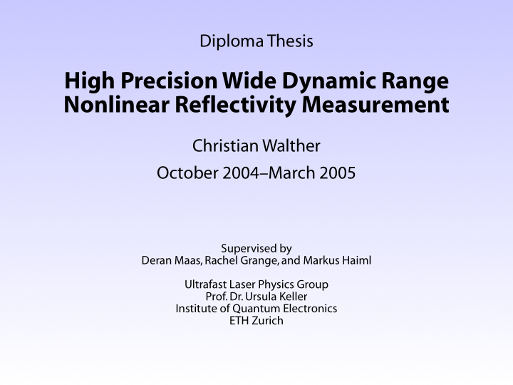 high precision wide dynamic range nonlinear reflectivity