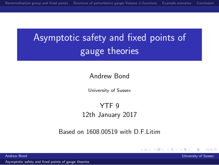 asymptotic safety and fixed points of gauge theories