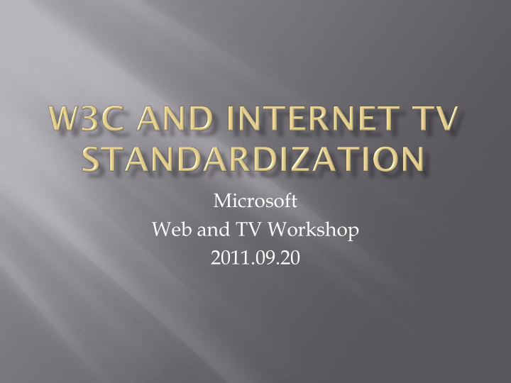 web and tv workshop