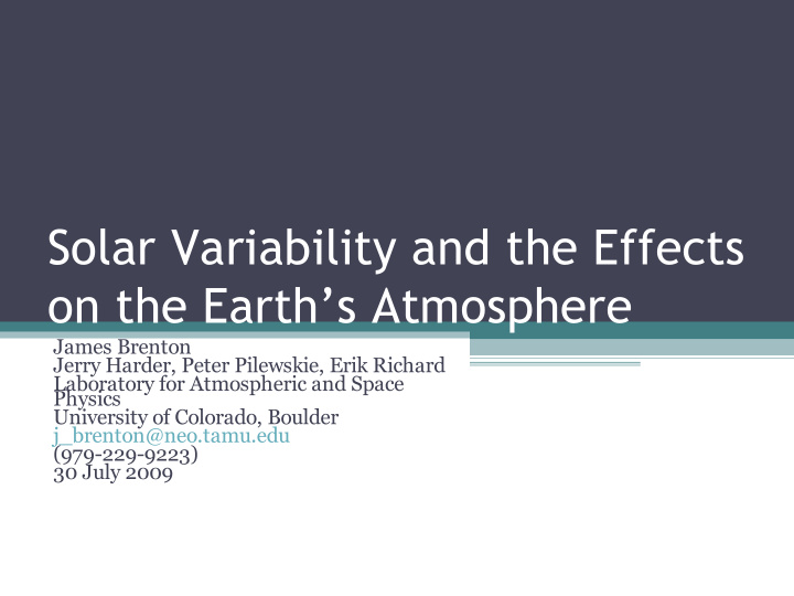 solar variability and the effects on the earth s