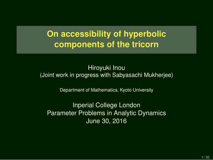 on accessibility of hyperbolic components of the tricorn