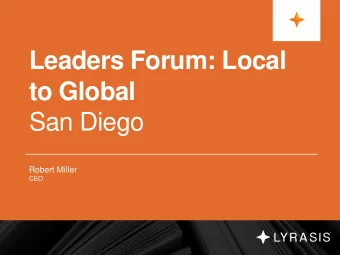 Leaders Forum: Local  to Global  San Diego  Robert Miller  CEO Amplifying Impact  - backbone