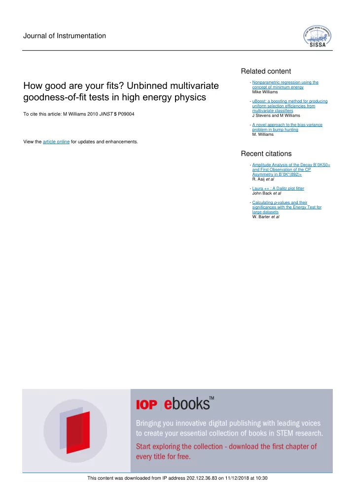 how good are your fits unbinned multivariate