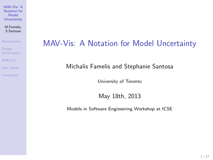 mav vis a notation for model uncertainty