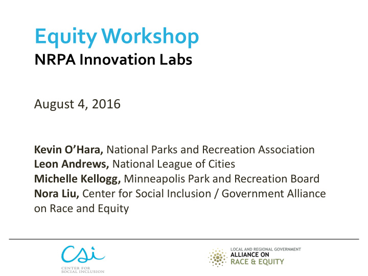 equity workshop