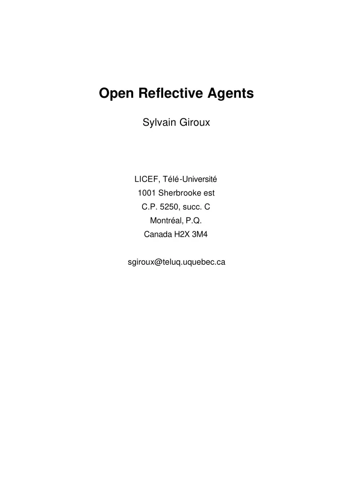 open reflective agents