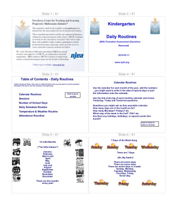 Kindergarten  Daily Routines  (With Formative Assessment Questions  Removed)  2015-03-11