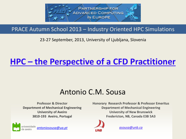 hpc the perspective of a cfd practitioner