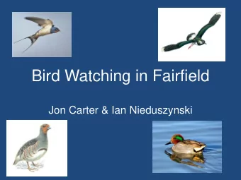 Bird Watching in Fairfield  Jon Carter &amp; Ian Nieduszynski  Bird Habitat  Birds may be