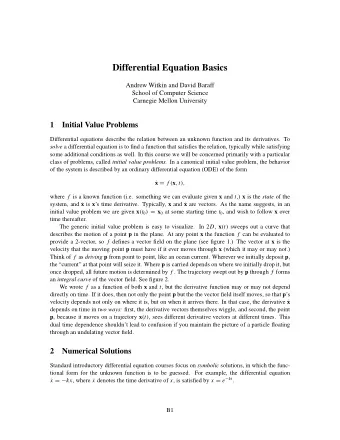 Differential Equation Basics  Andrew Witkin and David Baraff  School of Computer Science  Carnegie