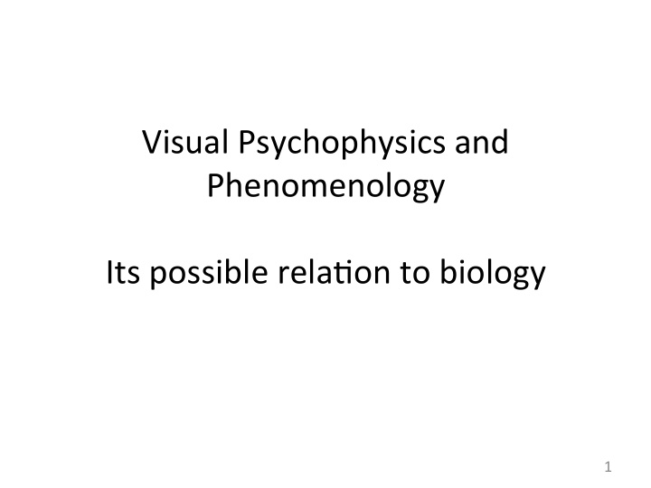 visual psychophysics and phenomenology its possible