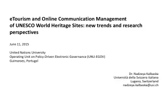 eTourism and Online Communication Management  of UNESCO World Heritage Sites: new trends and