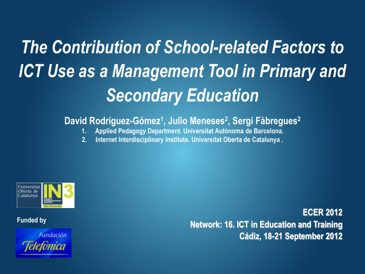 the contribution of school related factors to ict use as