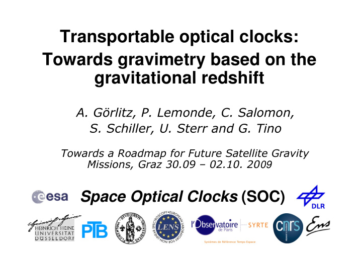 transportable optical clocks towards gravimetry based on